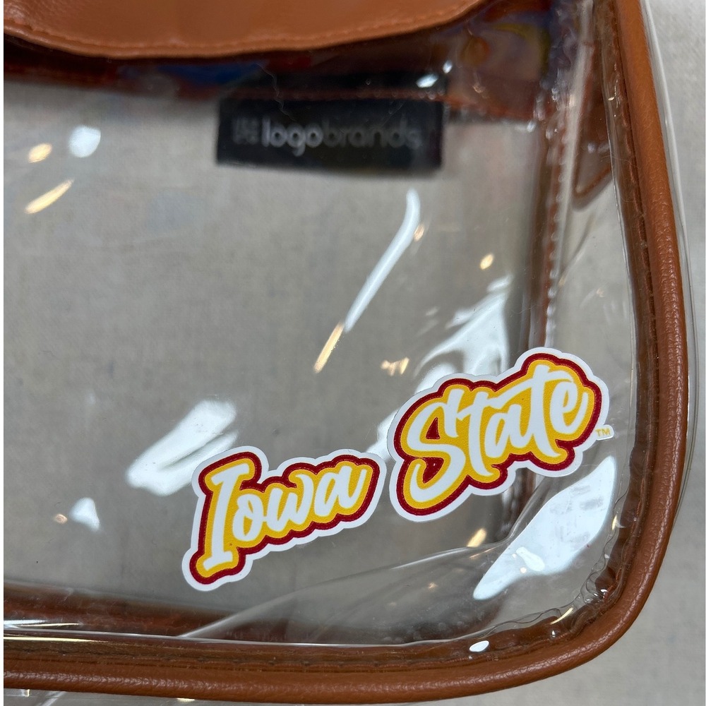 Logo Brands Iowa State Cyclones Clear Stadium Approved Crossbody Bag Brown Trim